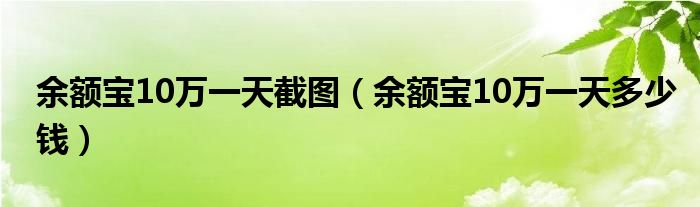 余额宝10万一天截图（余额宝10万一天多少钱）