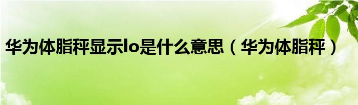 华为体脂秤显示lo是什么意思（华为体脂秤）