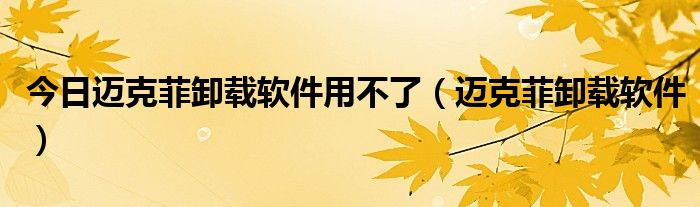 今日迈克菲卸载软件用不了（迈克菲卸载软件）