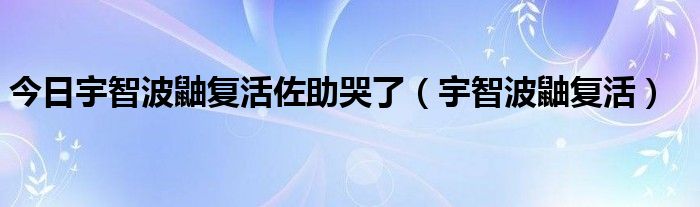 今日宇智波鼬复活佐助哭了（宇智波鼬复活）