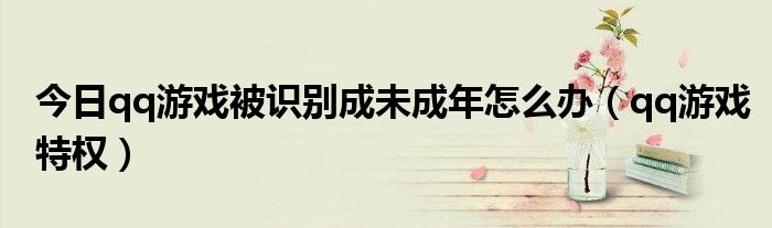 今日qq游戏被识别成未成年怎么办（qq游戏特权）