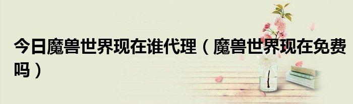 今日魔兽世界现在谁代理（魔兽世界现在免费吗）