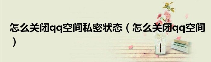 怎么关闭qq空间私密状态（怎么关闭qq空间）