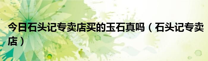 今日石头记专卖店买的玉石真吗（石头记专卖店）