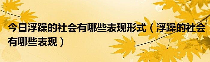 今日浮躁的社会有哪些表现形式（浮躁的社会有哪些表现）