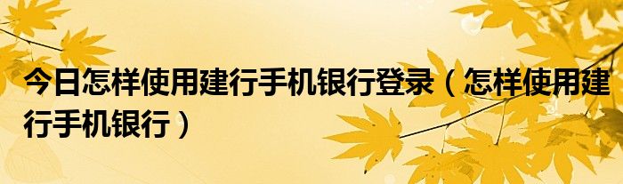 今日怎样使用建行手机银行登录（怎样使用建行手机银行）
