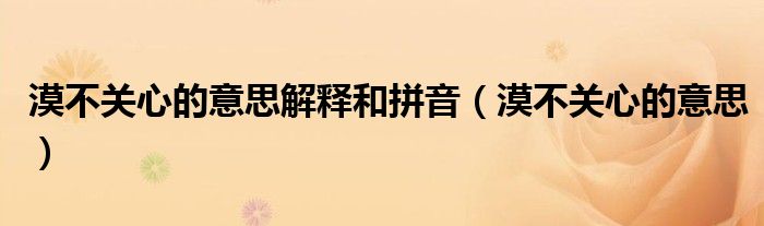 漠不关心的意思解释和拼音（漠不关心的意思）