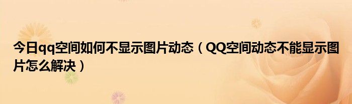 今日qq空间如何不显示图片动态（QQ空间动态不能显示图片怎么解决）