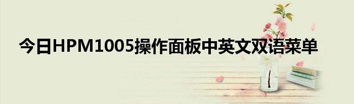今日HPM1005操作面板中英文双语菜单