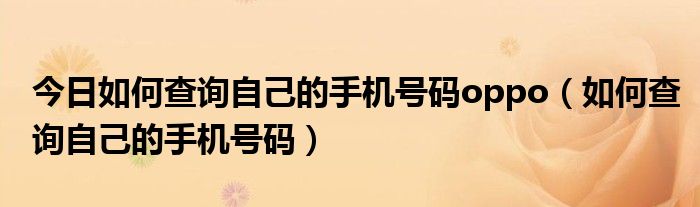今日如何查询自己的手机号码oppo（如何查询自己的手机号码）