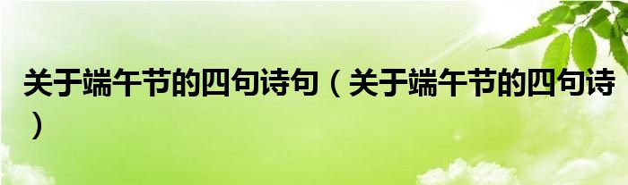 关于端午节的四句诗句（关于端午节的四句诗）