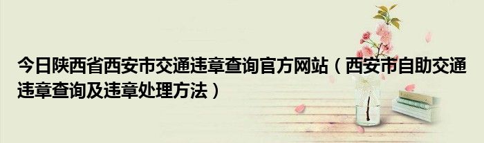 今日陕西省西安市交通违章查询官方网站（西安市自助交通违章查询及违章处理方法）