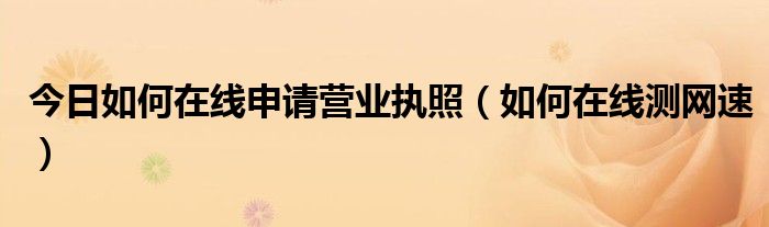 今日如何在线申请营业执照（如何在线测网速）