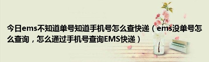 今日ems不知道单号知道手机号怎么查快递（ems没单号怎么查询，怎么通过手机号查询EMS快递）