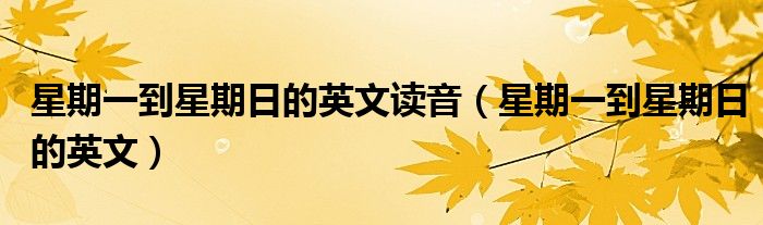 星期一到星期日的英文读音（星期一到星期日的英文）