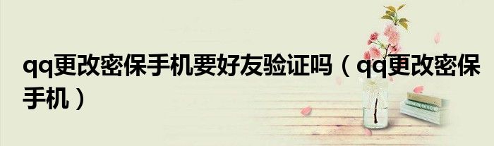qq更改密保手机要好友验证吗（qq更改密保手机）