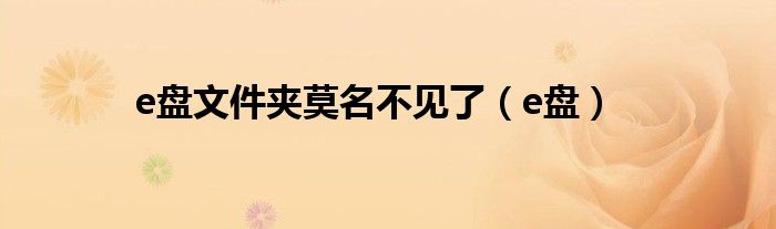 e盘文件夹莫名不见了（e盘）