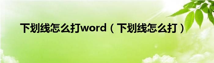 下划线怎么打word（下划线怎么打）