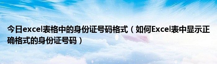 今日excel表格中的身份证号码格式（如何Excel表中显示正确格式的身份证号码）