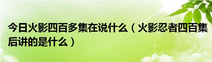 今日火影四百多集在说什么（火影忍者四百集后讲的是什么）