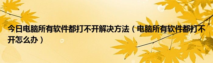 今日电脑所有软件都打不开解决方法（电脑所有软件都打不开怎么办）