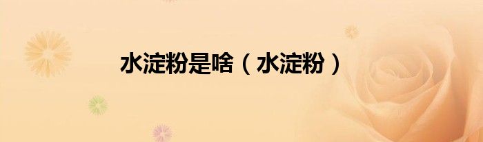 水淀粉是啥（水淀粉）