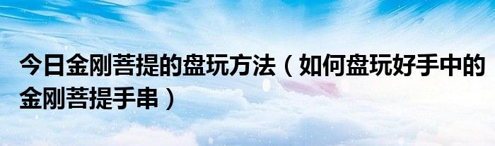 今日金刚菩提的盘玩方法（如何盘玩好手中的金刚菩提手串）