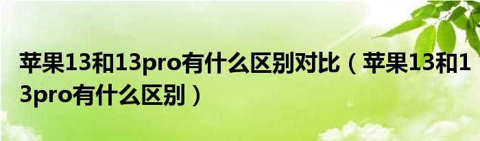 苹果13和13pro有什么区别对比（苹果13和13pro有什么区别）