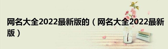 网名大全2022最新版的（网名大全2022最新版）