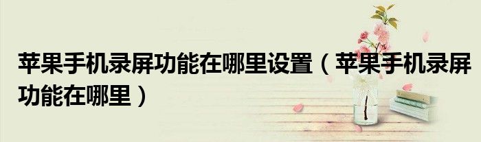 苹果手机录屏功能在哪里设置（苹果手机录屏功能在哪里）