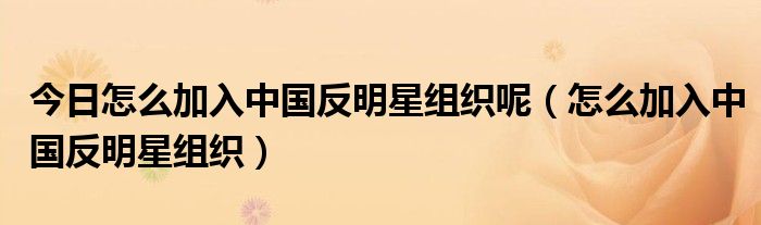 今日怎么加入中国反明星组织呢（怎么加入中国反明星组织）