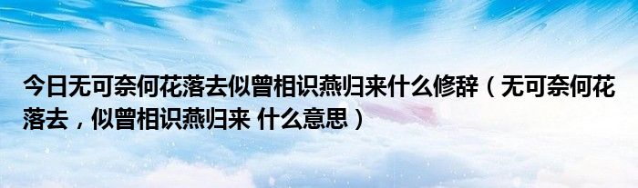 今日无可奈何花落去似曾相识燕归来什么修辞（无可奈何花落去，似曾相识燕归来 什么意思）