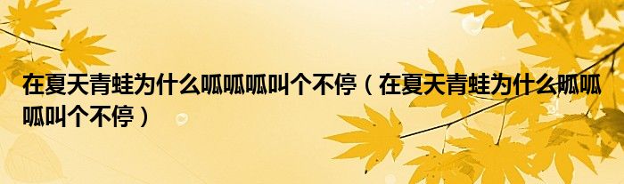 在夏天青蛙为什么呱呱呱叫个不停（在夏天青蛙为什么呱呱呱叫个不停）