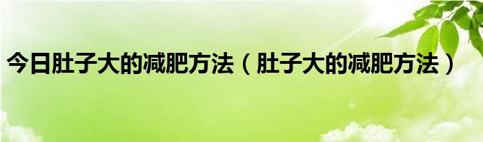 今日肚子大的减肥方法（肚子大的减肥方法）