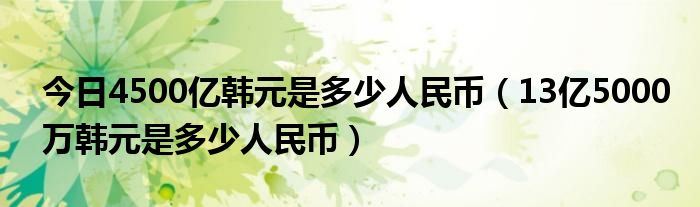 今日4500亿韩元是多少人民币（13亿5000万韩元是多少人民币）