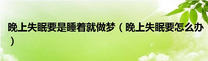 晚上失眠要是睡着就做梦（晚上失眠要怎么办）