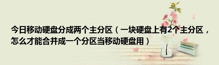 今日移动硬盘分成两个主分区（一块硬盘上有2个主分区，怎么才能合并成一个分区当移动硬盘用）