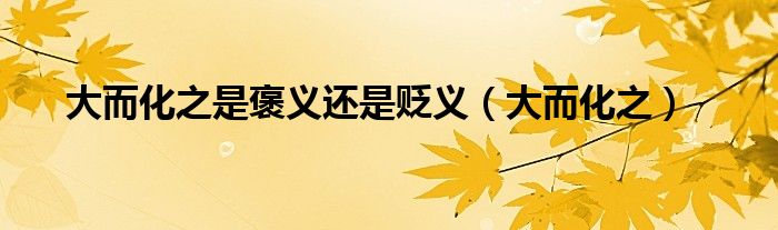 大而化之是褒义还是贬义（大而化之）