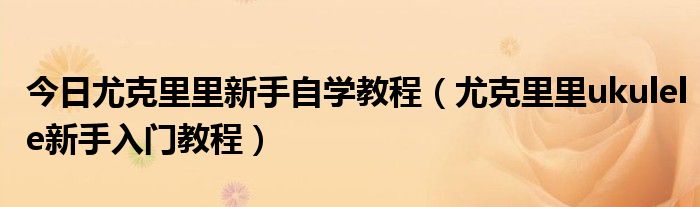 今日尤克里里新手自学教程（尤克里里ukulele新手入门教程）