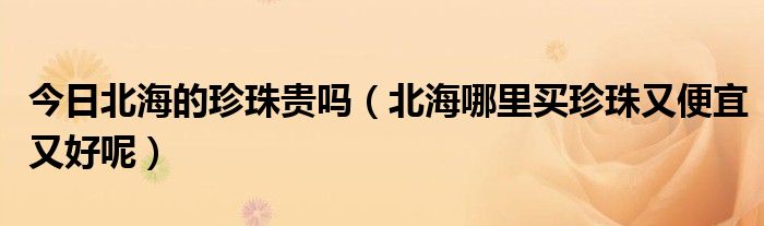今日北海的珍珠贵吗（北海哪里买珍珠又便宜又好呢）