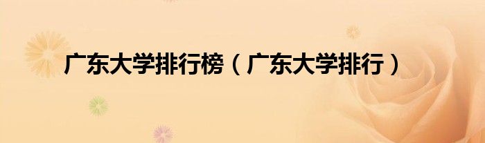 广东大学排行榜（广东大学排行）