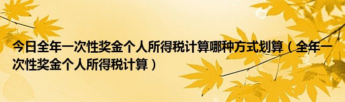 今日全年一次性奖金个人所得税计算哪种方式划算（全年一次性奖金个人所得税计算）