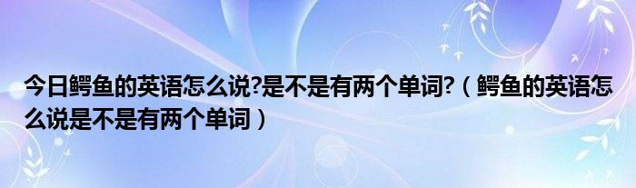 今日鳄鱼的英语怎么说?是不是有两个单词?（鳄鱼的英语怎么说是不是有两个单词）