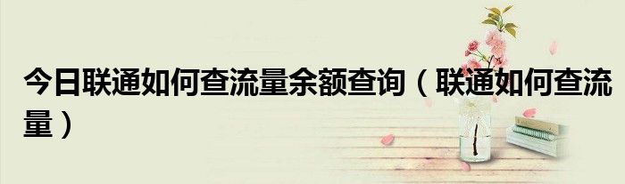 今日联通如何查流量余额查询（联通如何查流量）