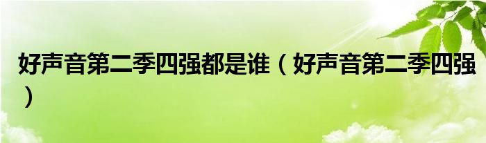 好声音第二季四强都是谁（好声音第二季四强）