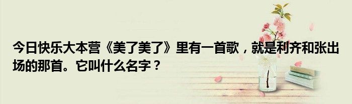 今日快乐大本营《美了美了》里有一首歌，就是利齐和张出场的那首。它叫什么名字？