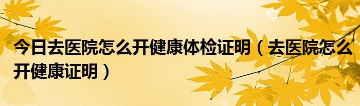 今日去医院怎么开健康体检证明（去医院怎么开健康证明）