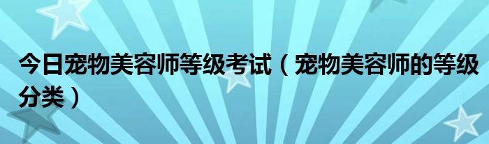 今日宠物美容师等级考试（宠物美容师的等级分类）