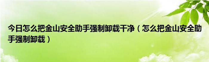 今日怎么把金山安全助手强制卸载干净（怎么把金山安全助手强制卸载）