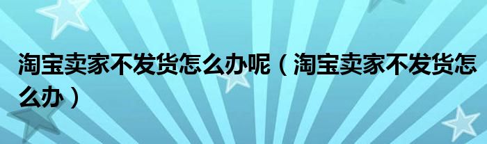 淘宝卖家不发货怎么办呢（淘宝卖家不发货怎么办）